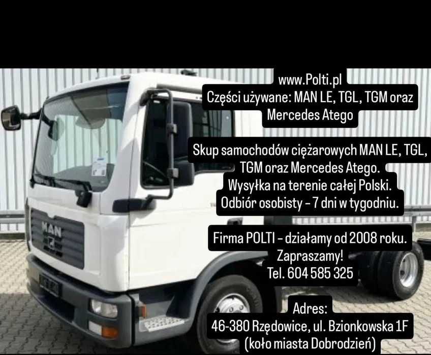 MAN TGL 8.180 12.210 Wszystkie części odbiór 7 dni lub wysyłka felga