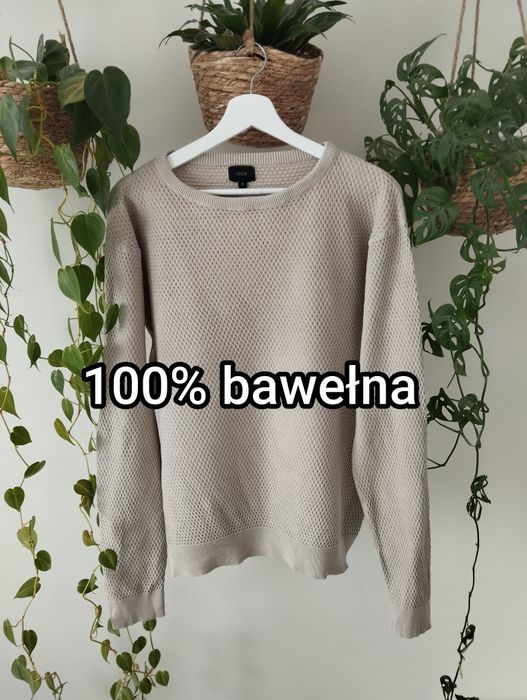 Męski bawełniany, bawełniany sweter, klasyczny, struktura w romby r.M