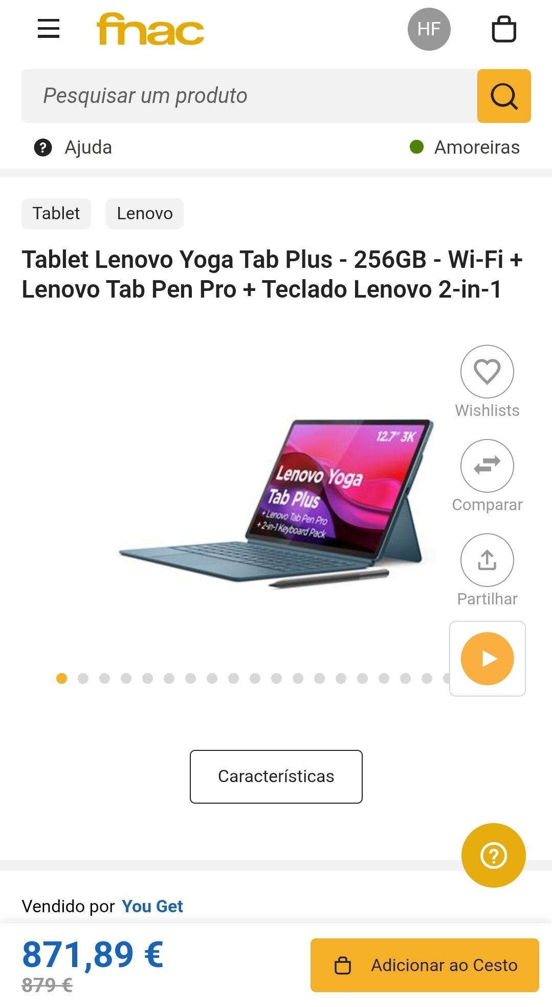 Lenovo Yoga Tab Plus 16GB/256GB NOVO + Teclado + Pen. Troca/retoma.