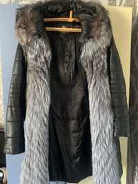Куртка зимова , кожана, з натуральним мєхом