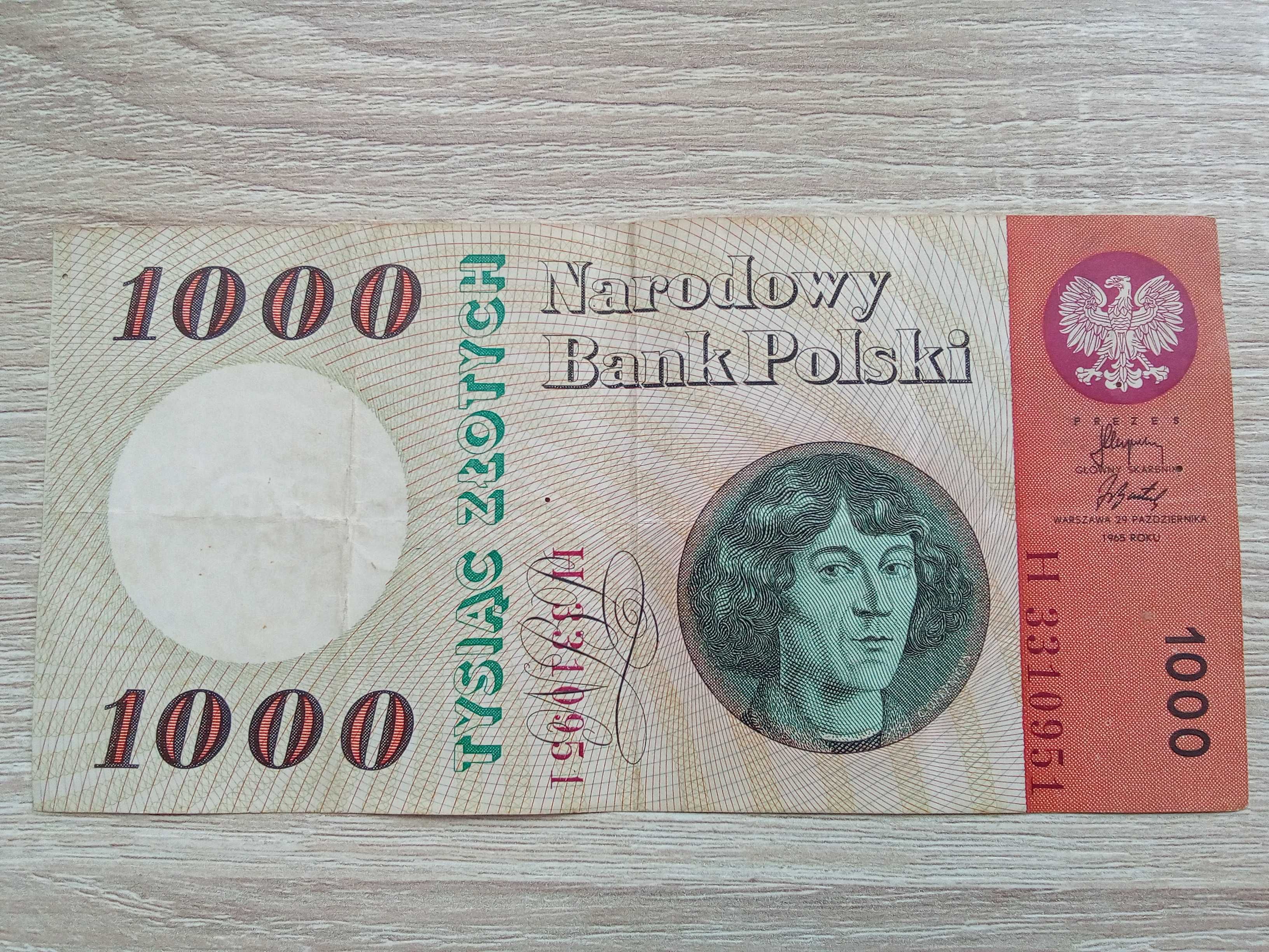 Banknot 1000 złotych 1965 rok seria H rzadki.