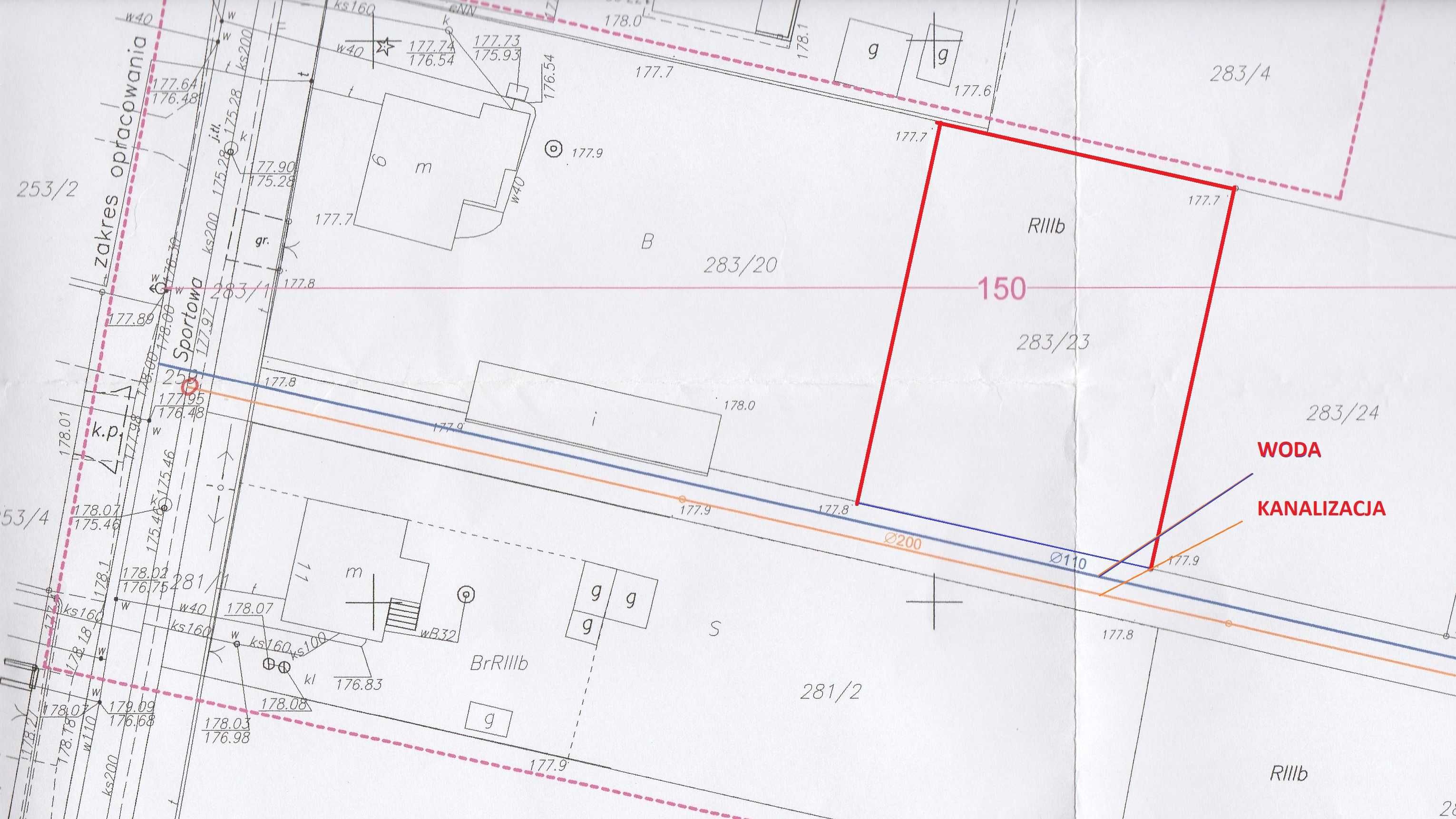 Sprzedam działkę WODA, KANALIZACJIA