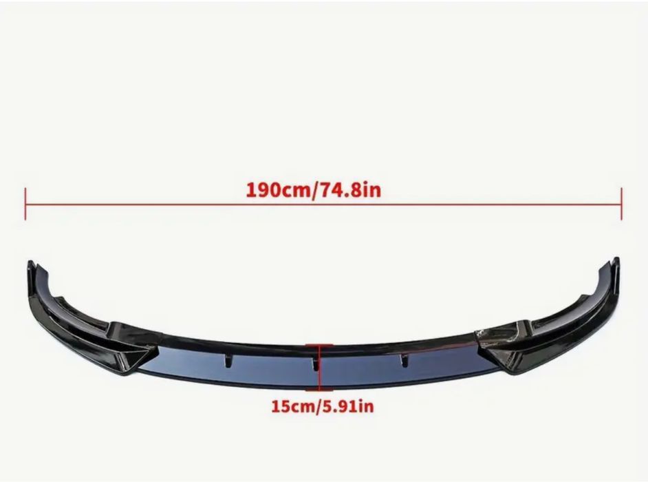 Губа, сплітер переднього бампера чорний глянець Tesla модел Y