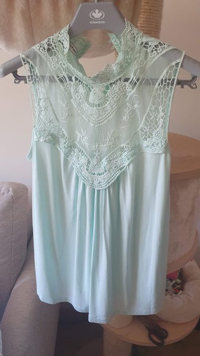 Miętowy top z koronką BonPrix wiskoza OPIS!