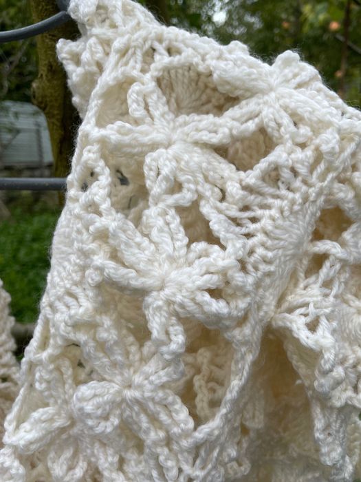 Шерстяний білий  вʼязаний шарф. Ручна робота