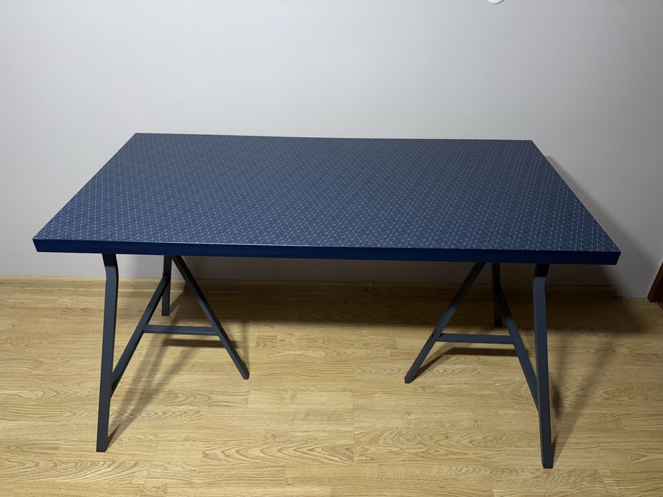 Biurko granatowe IKEA LINNMON blat + nogi