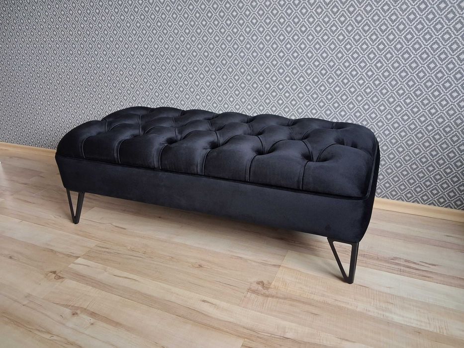 Ławeczka pufa pikowana glamour tapicerowana chesterfield stylowa