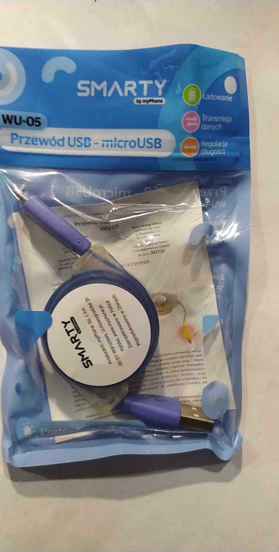 Kabel USB - Micro USB Regulowany WU-05 NIEBIESKI