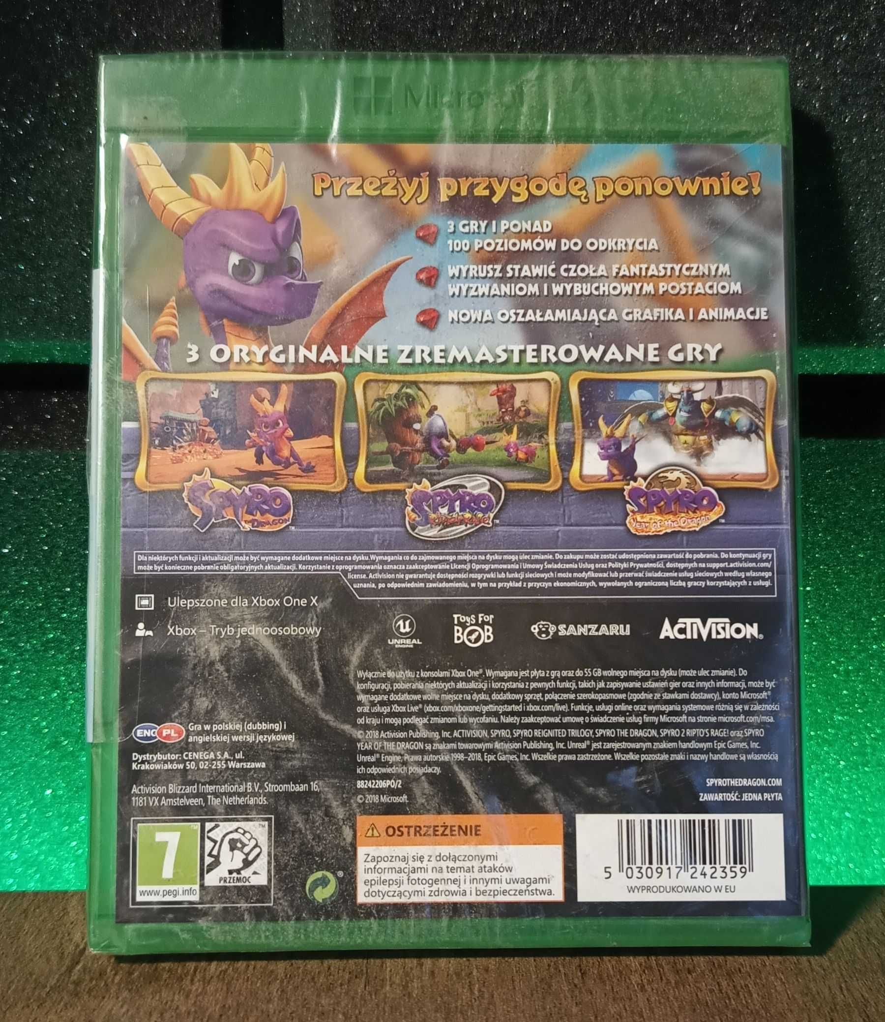 Spyro Trilogy Xbox One S Series X - trzy gry platformowe dla dzieci