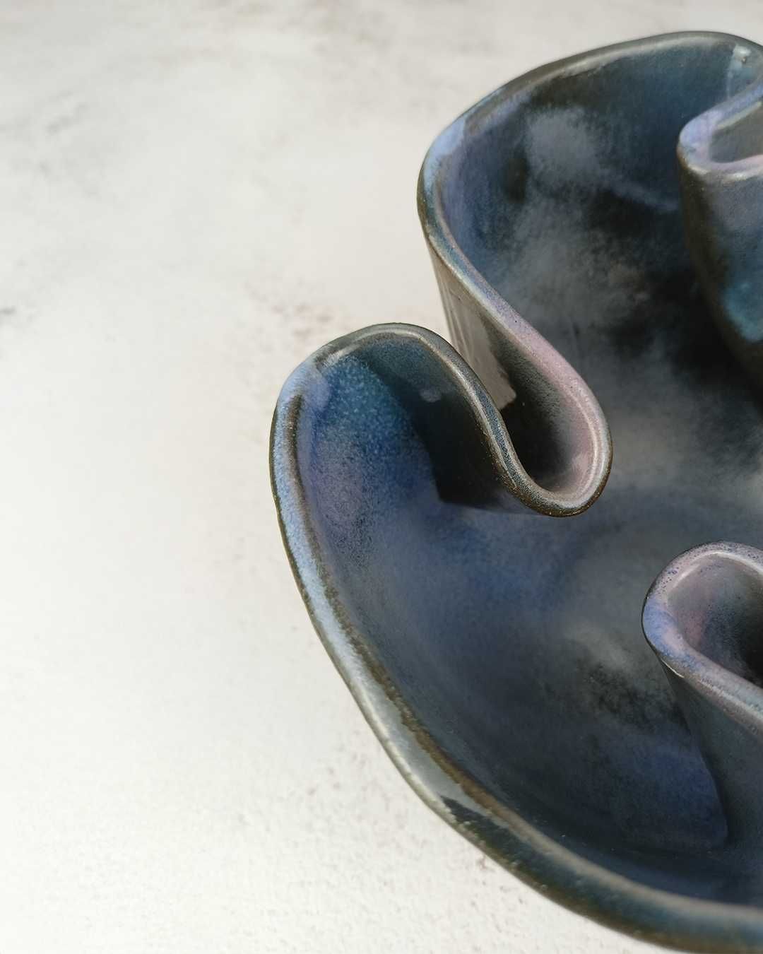 Misa ceramiczna Rękodzieło Niebieska Szara Skandynawski styl