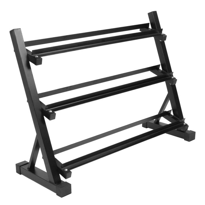 Stojak na hantle TRZYPOZIOMOWY szeroki solidny stalowy na siłownię SZ