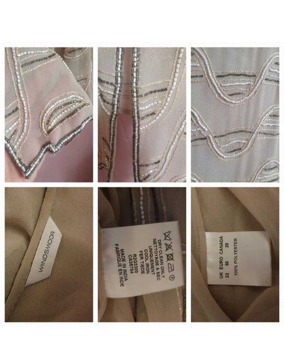 Бежевий костюм , бісер розшитий, сукня та жакет, на 52-54-56 розмір