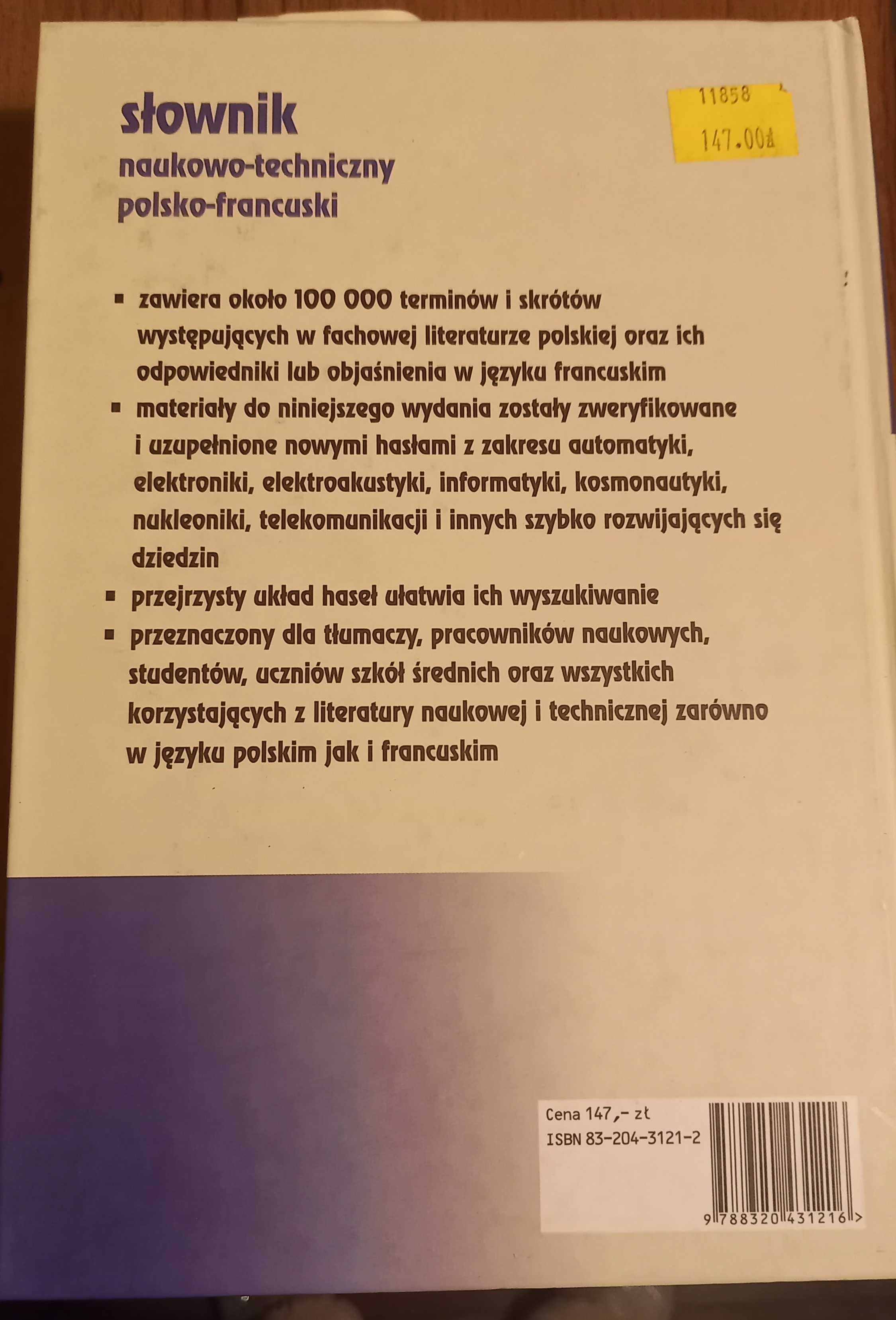Słownik naukowo techniczny polsko-francuski