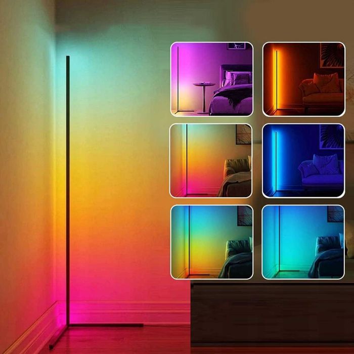 Lampa LED Narożna RGB Stojąca Podłogowa PILOT APKA 140 CM