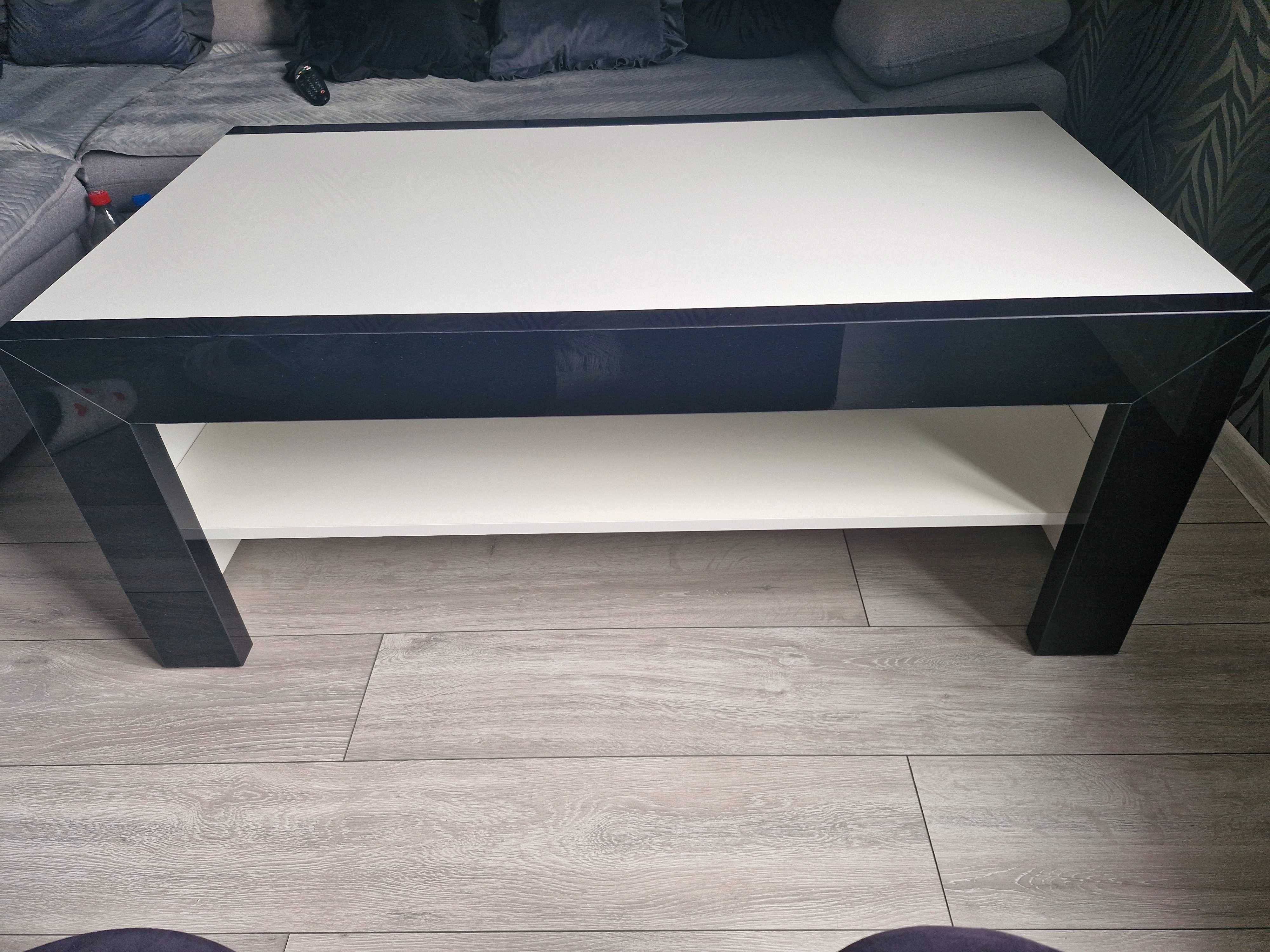 Stolik kawowy/ława połysk biało czarny 120 cm