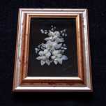 Invulgar quadro floral artesanato Açoriano escamas de peixe