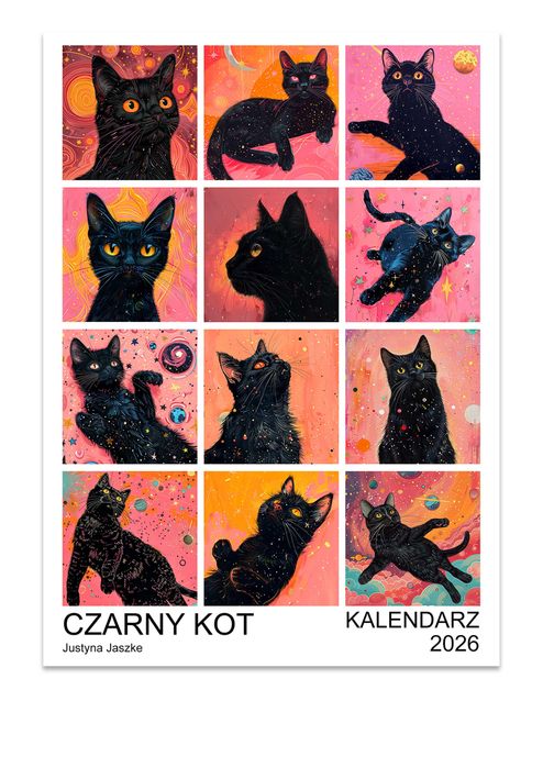 Kalendarz 2026 Czarny Kot 15x21 cm