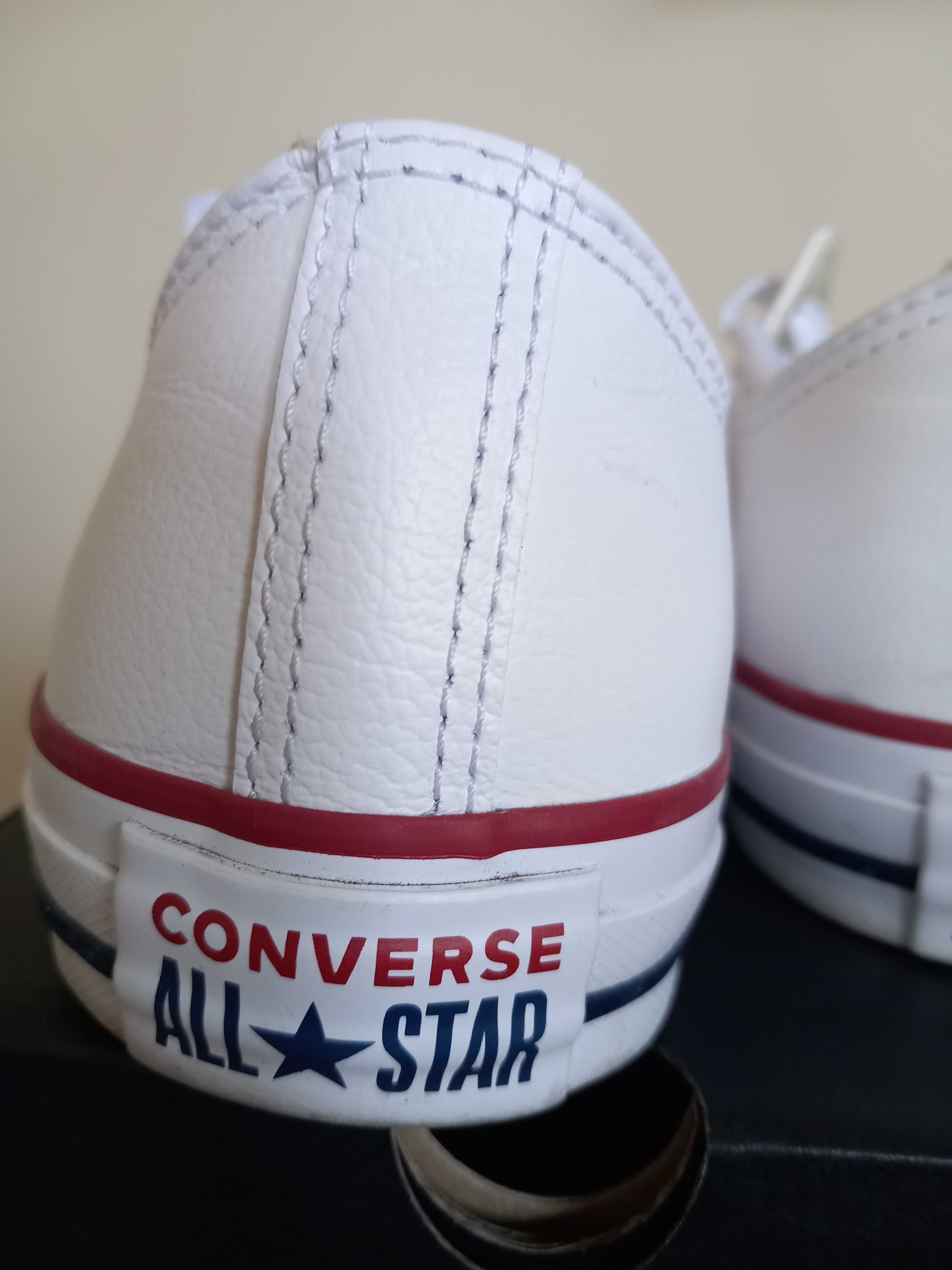 Converse All Star białe trampki niskie klasyczne oryginał, skórzane 41