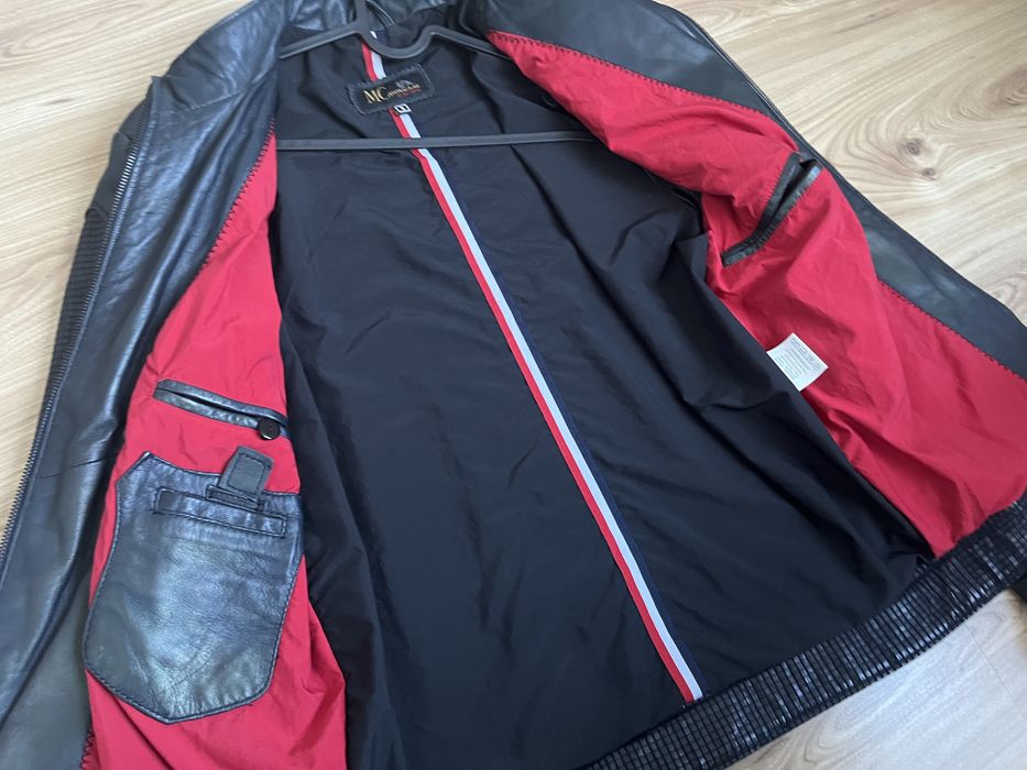 Kurtka skórzana męska S M Skóra granatowa