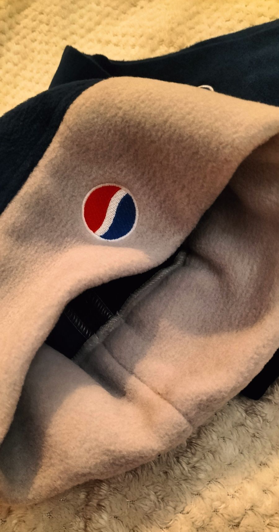 Komplet czapka i szalik polar logo Pepsi niebieski i szary
