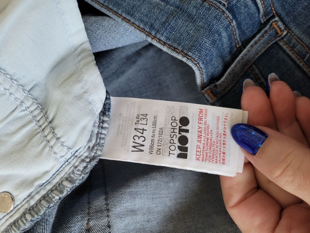 Spodnie dżinsowe firmy Top Shop Moto  Jamie roz W 34, L 34