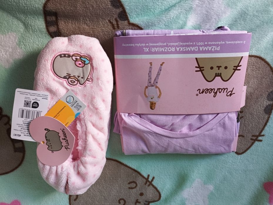 Pusheen zestaw piżama xl i kapcie 40-41