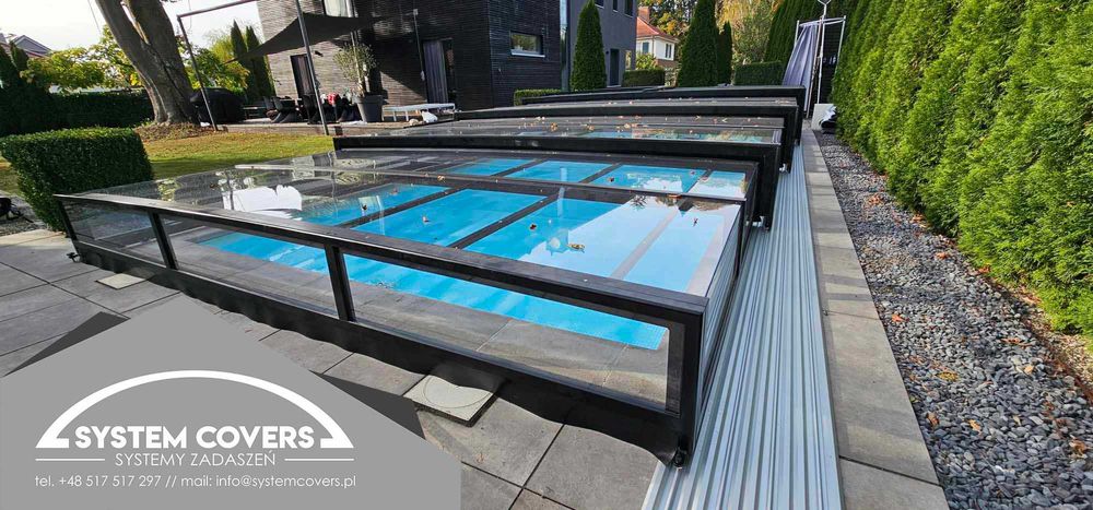 Zadaszenie basenowe, basenu, 370 x 850 x 80 cm - System Covers