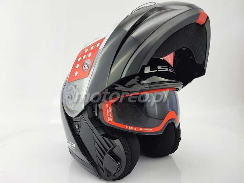 WYPRZEDAŻ Kask Szczękowy Blenda LS2 FF908 Strobe II Czarny Połysk