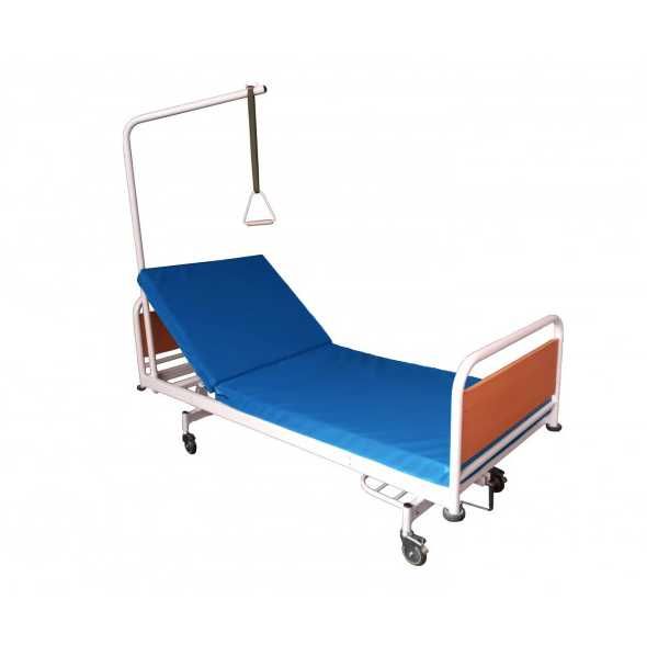 Посилене ліжко медичне на колесах, з матрацом, підставкою під судно