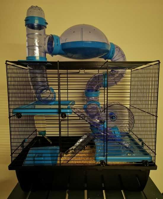 Klatka dla gryzoni chomika myszek zwierząt niebieska kojec domek