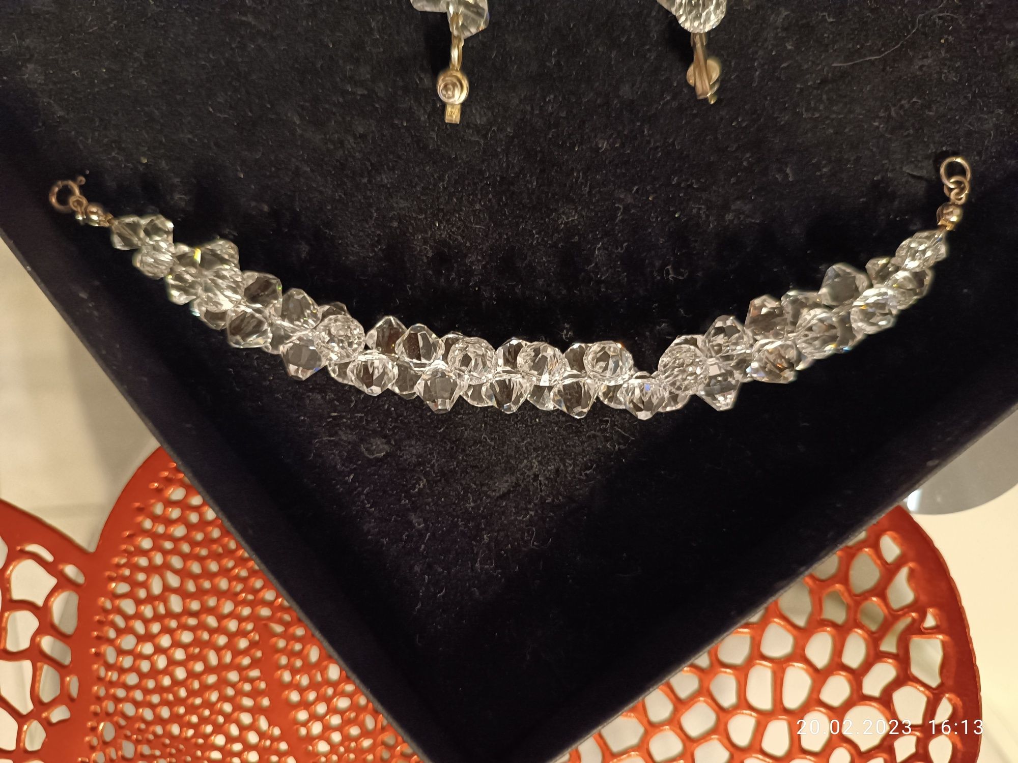 Komplet srebrnej biżuterii ślubnej z kryształkami svarowskiego