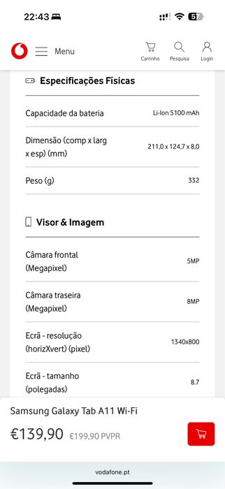 Tablet Samsung galaxy tab A11 64gb novo