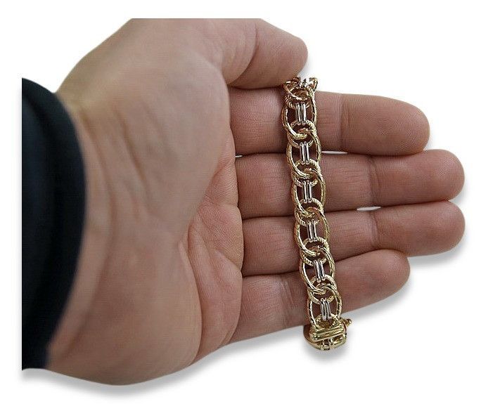 Złota bransoletka 14k 585 włoska żółte białe złoto cfb008yw Warszawa