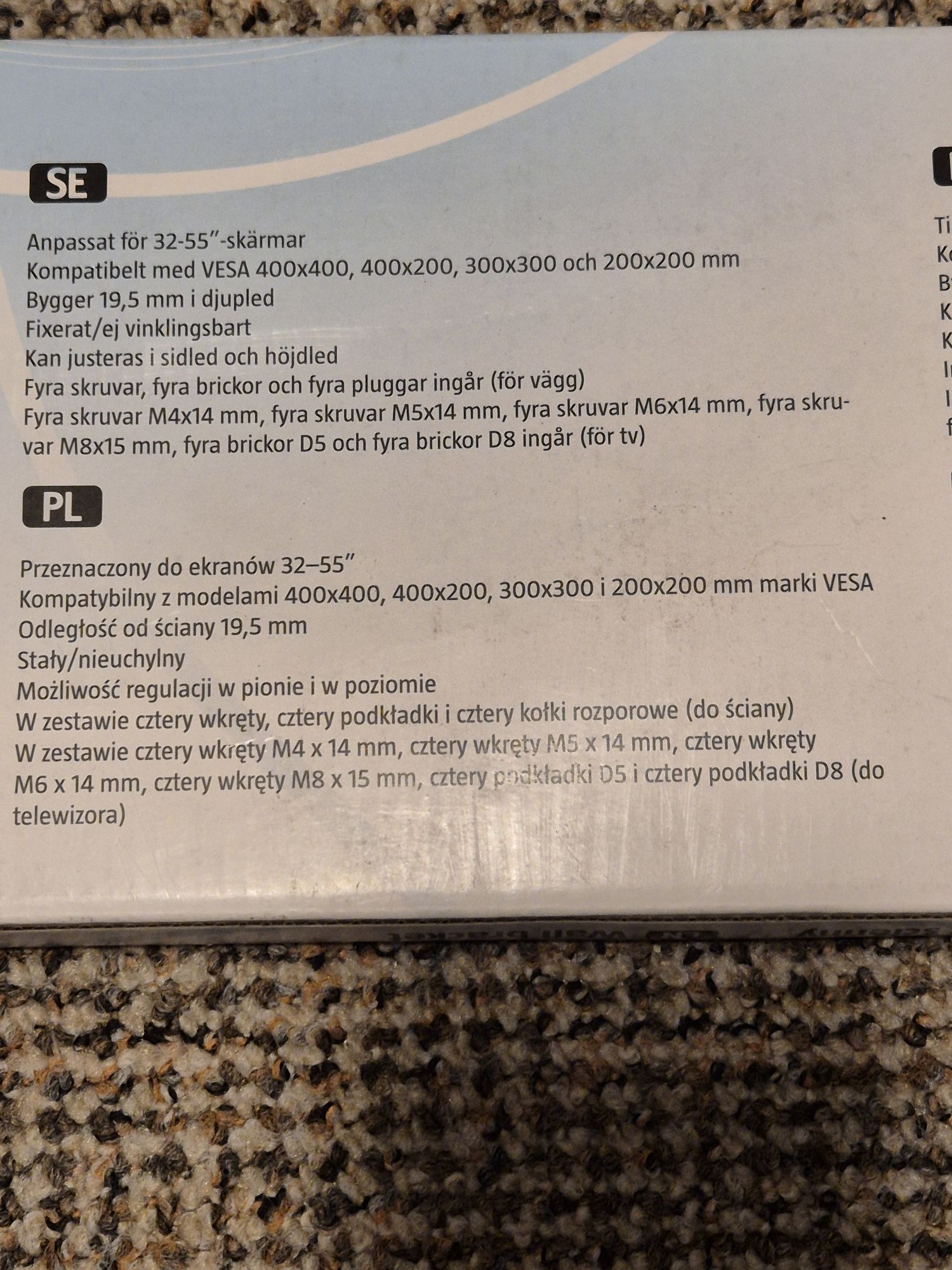 Uchwyt ścienny wiszący do tv telewizora MARQUANT 32-55"