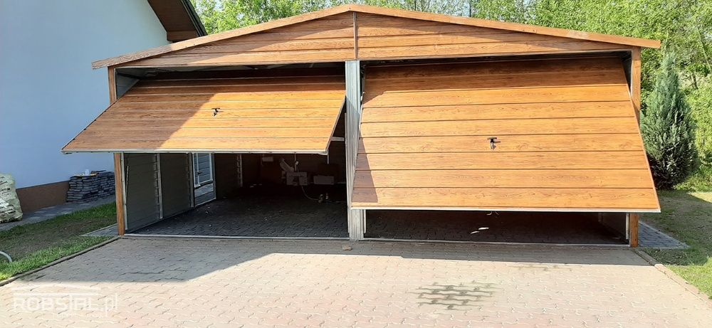 Garaż blaszany grafitowy blaszak 6x5 garaże z bramą uchylną
