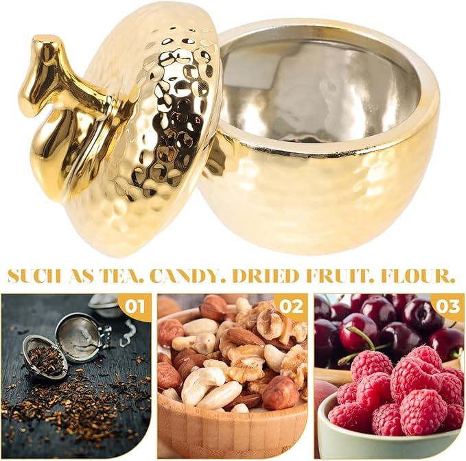 Pojemnik ceramiczny BESTonZON w kształcie jabłka, złoty, hermetyczny