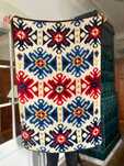 Gruby, gęsty ręcznie robiony czeski dywan - kilim z lat 60. XX w.