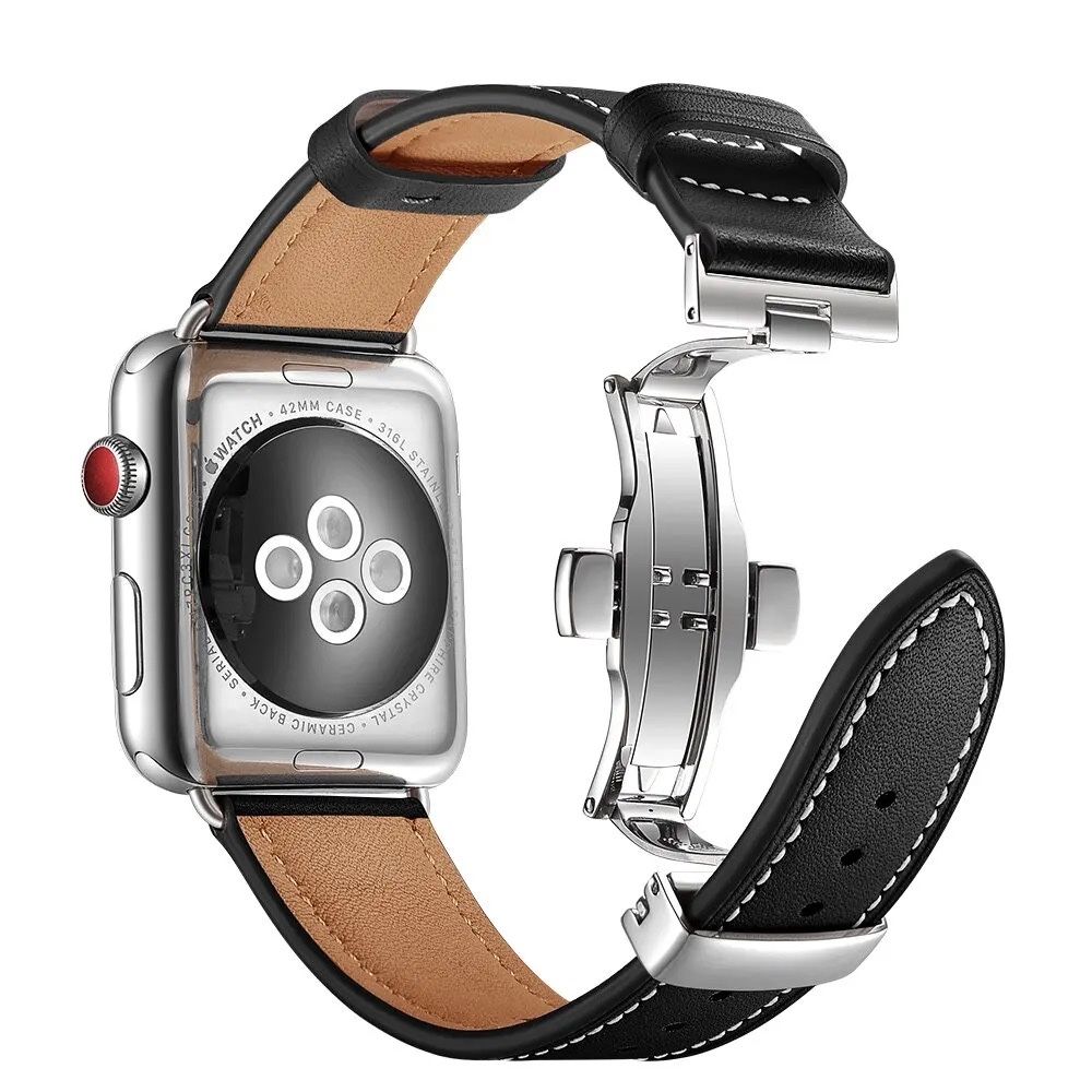 Czarny Pasek klasyczny do Apple Watch  4 / 5 / 6 / 7 / 8 / 9 /ULTRA