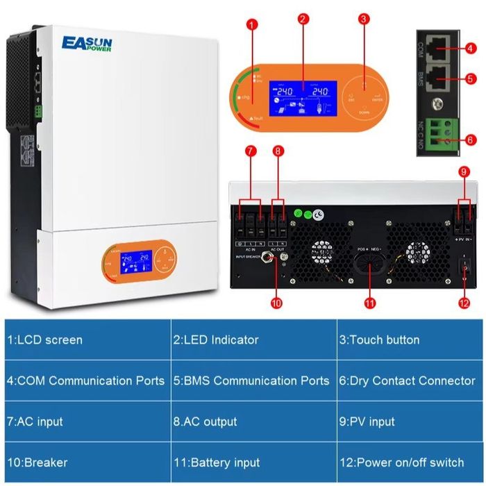 у поставці інвертор гібридний 4квт 24в 4000вт anenji easun инвертор