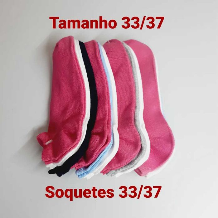 12 pares de soquetes tamanho 33/37 em algodão do bom.