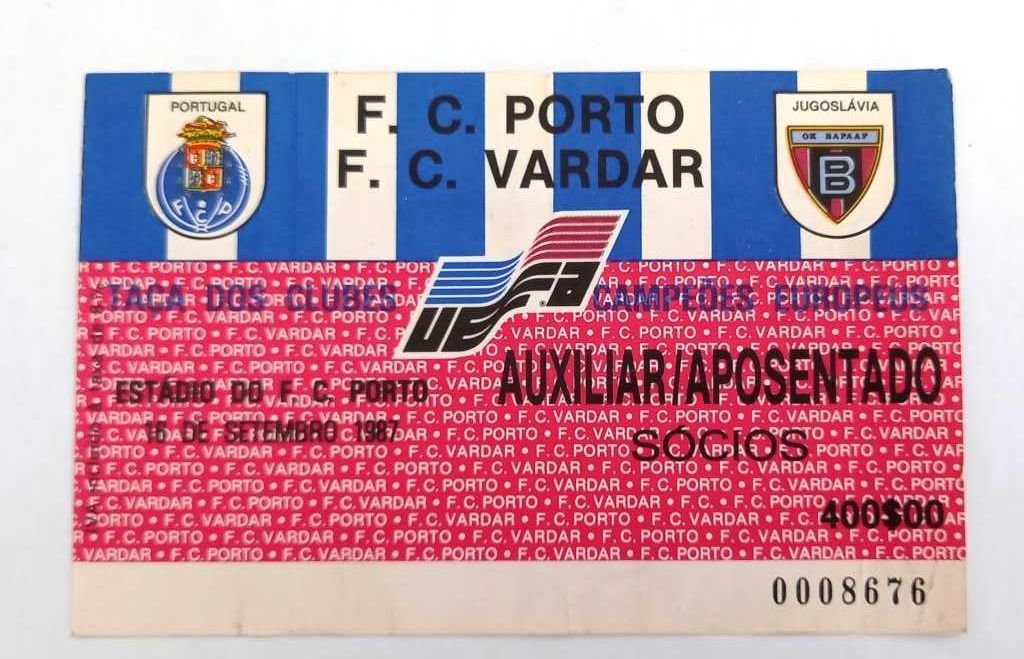 Porto-Vardar – Bilhete de Futebol – 1987