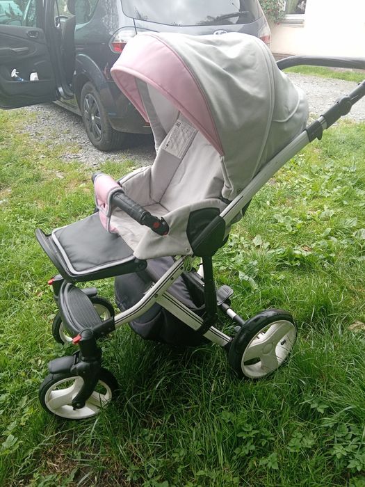 Wózek  szaro - różowy 3w1 Milu kids Starlet . Dla dziewczynki