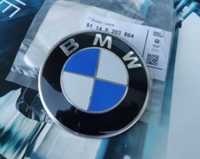 NOWY znaczek okrągły BMW emblemat 78mm + przelotki