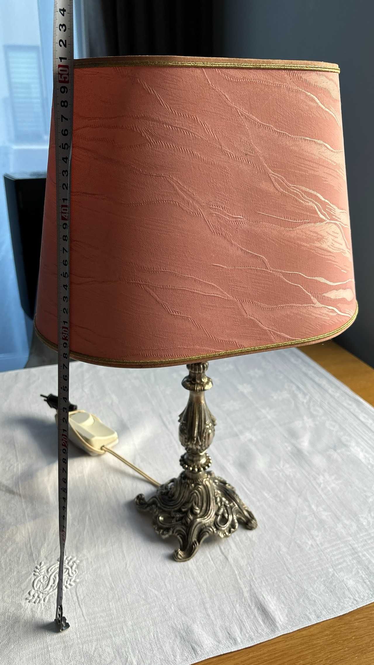 Lampa metal, lampka stołowa z abażurem nocna retro antyk vintage