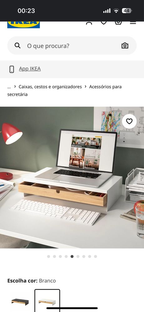 ELLOVEN Suporte do monitor c/gaveta, branco
