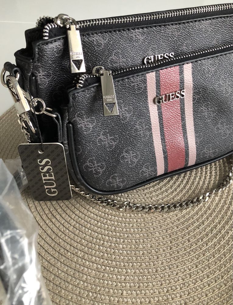 Torebka nowa Guess Arie Double Pouch Crossbody Coal