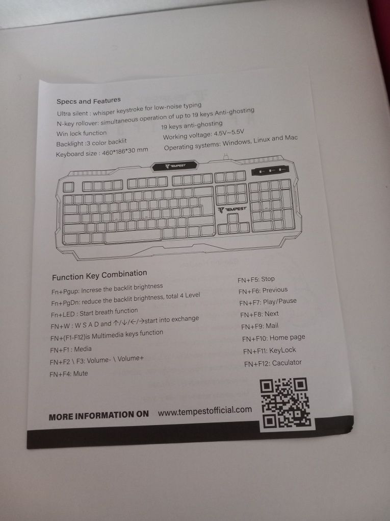 Tempest Apocalypse Combo Gaming Teclado  + Rato + Auriculares + Tapete