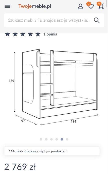 Łózko pietrowe Namek BRW