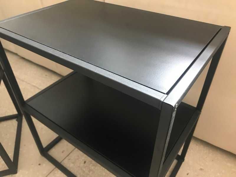 Kpl. 2 stolików loftowych Modi metal czarny 30x45x50cm