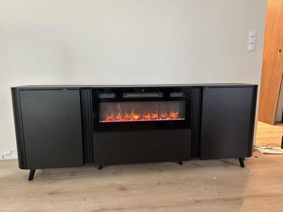 Komoda z kominkiem Newort 200 EF Czarny Mat
